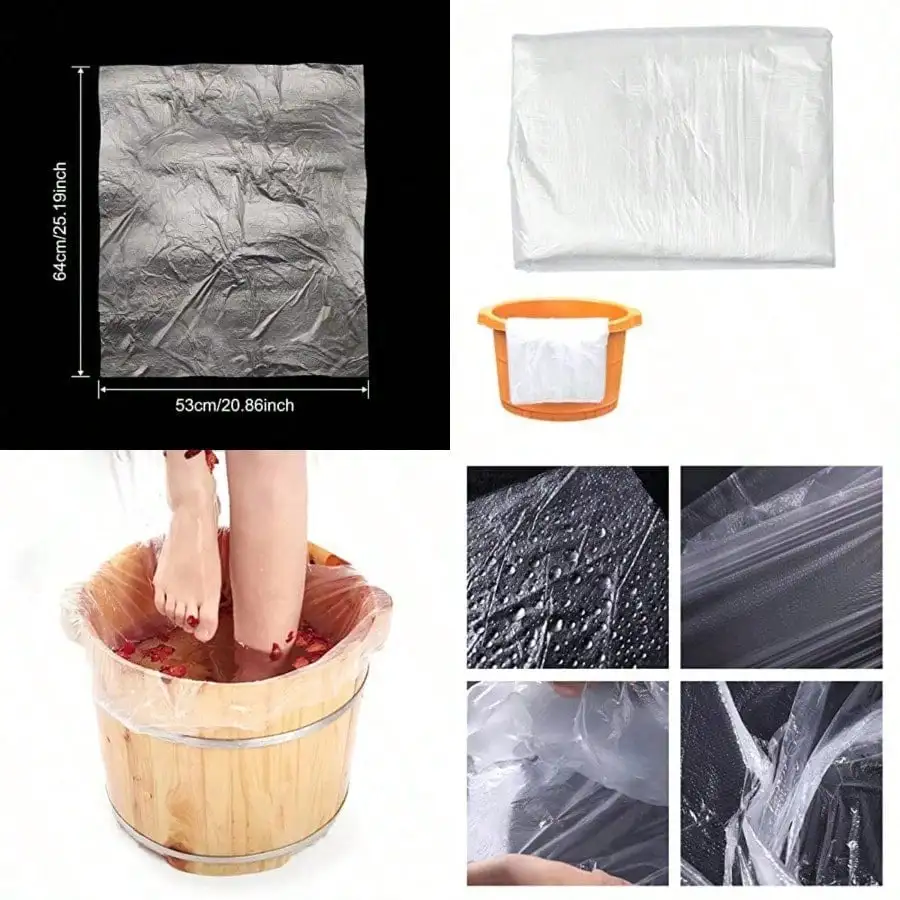 100 قطعة من بطانات حوض القدم للاستعمال مرة واحدة - أكياس بلاستيكية صحية كبيرة عديمة الرائحة للباديكير والمنتجعات الصحية/الفندق/نقع القدم في المنزل