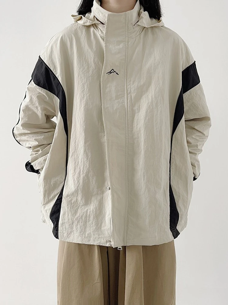 

Loose Fit Outdoor Workwear Jaet ex Spring Autumn Hooded Layerable Color Blo Design Windproof Faionable Coat