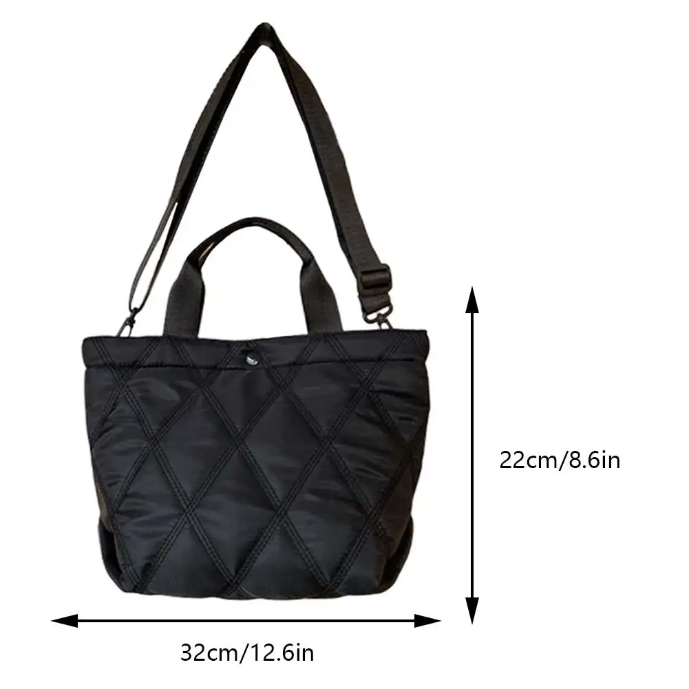 Women Diamond Lattice Tote Bag Large Capacity Casual Crossbody Bag Adjustable Strap Soft Shoulder Bag Ladies Solid Color Handbag