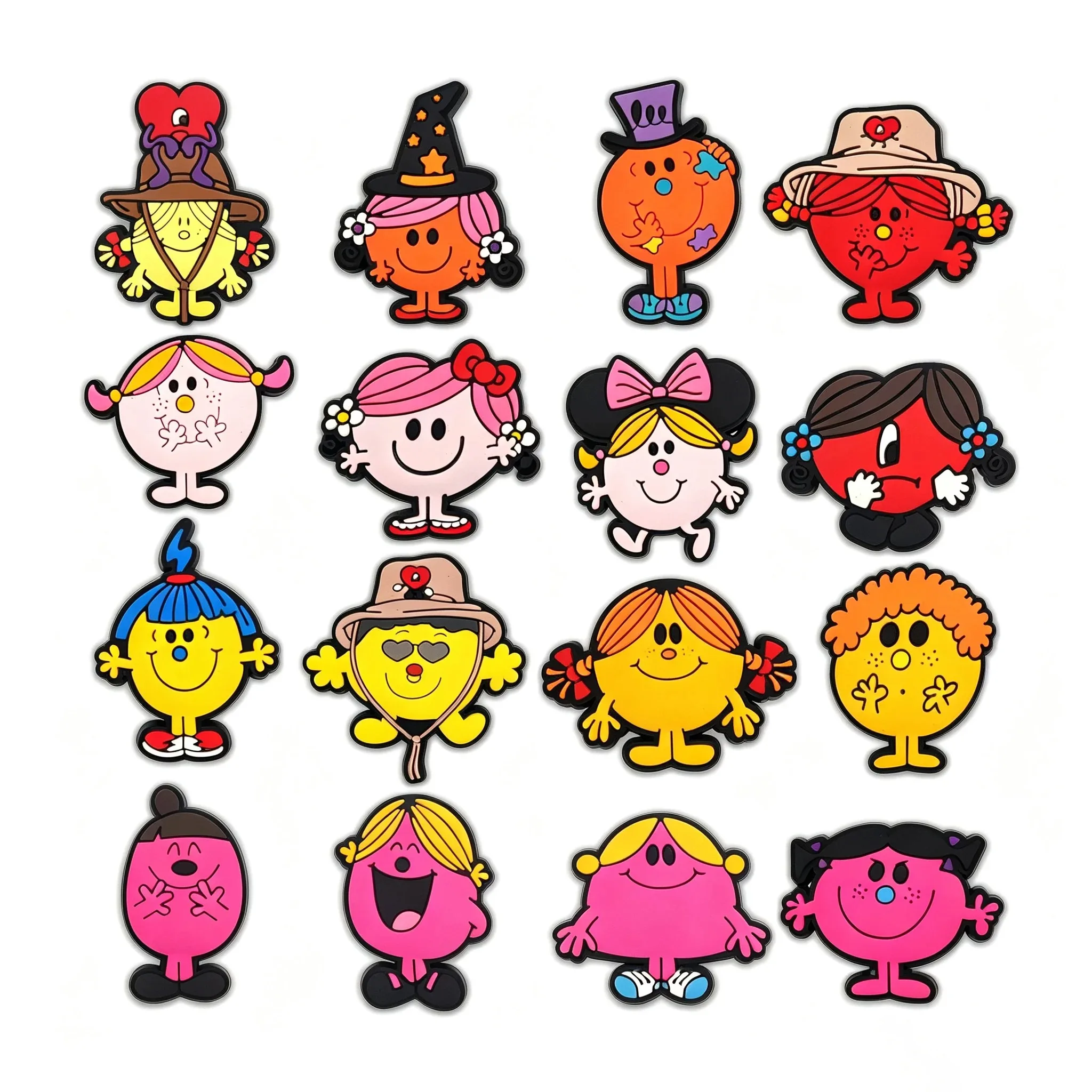 Mesuca Colorful Kawaii Little Miss PVC Shoe Decoration Charms, Cute DIY Hole Slippers Ornaments, Wristband Accessories