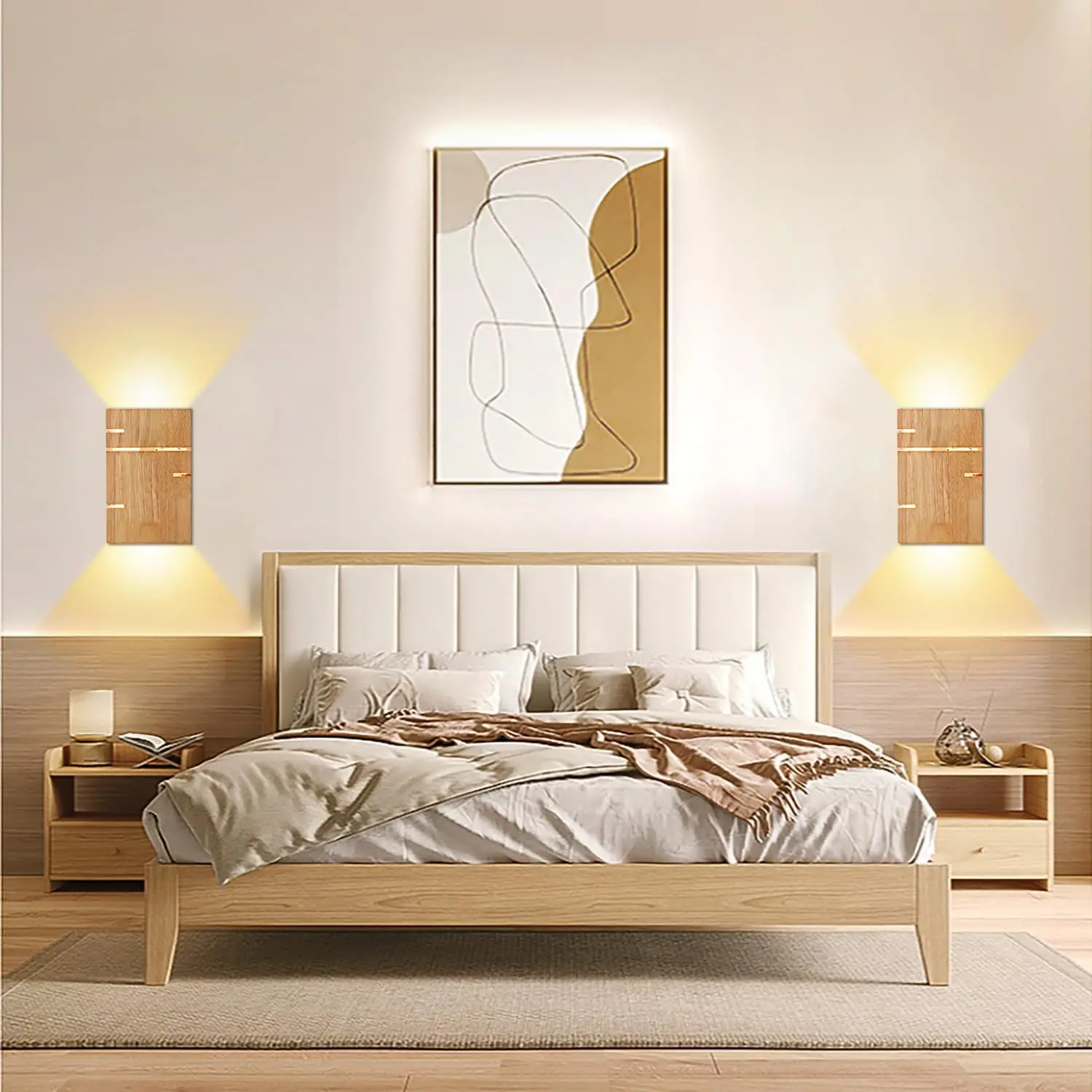 الإبداعية وحدة إضاءة LED جداريّة مصباح خشبي الفن صندوق مربع سجل مصباح السرير مصباح غرفة النوم الممر حائط الخلفية مصباح جو خشبي #2