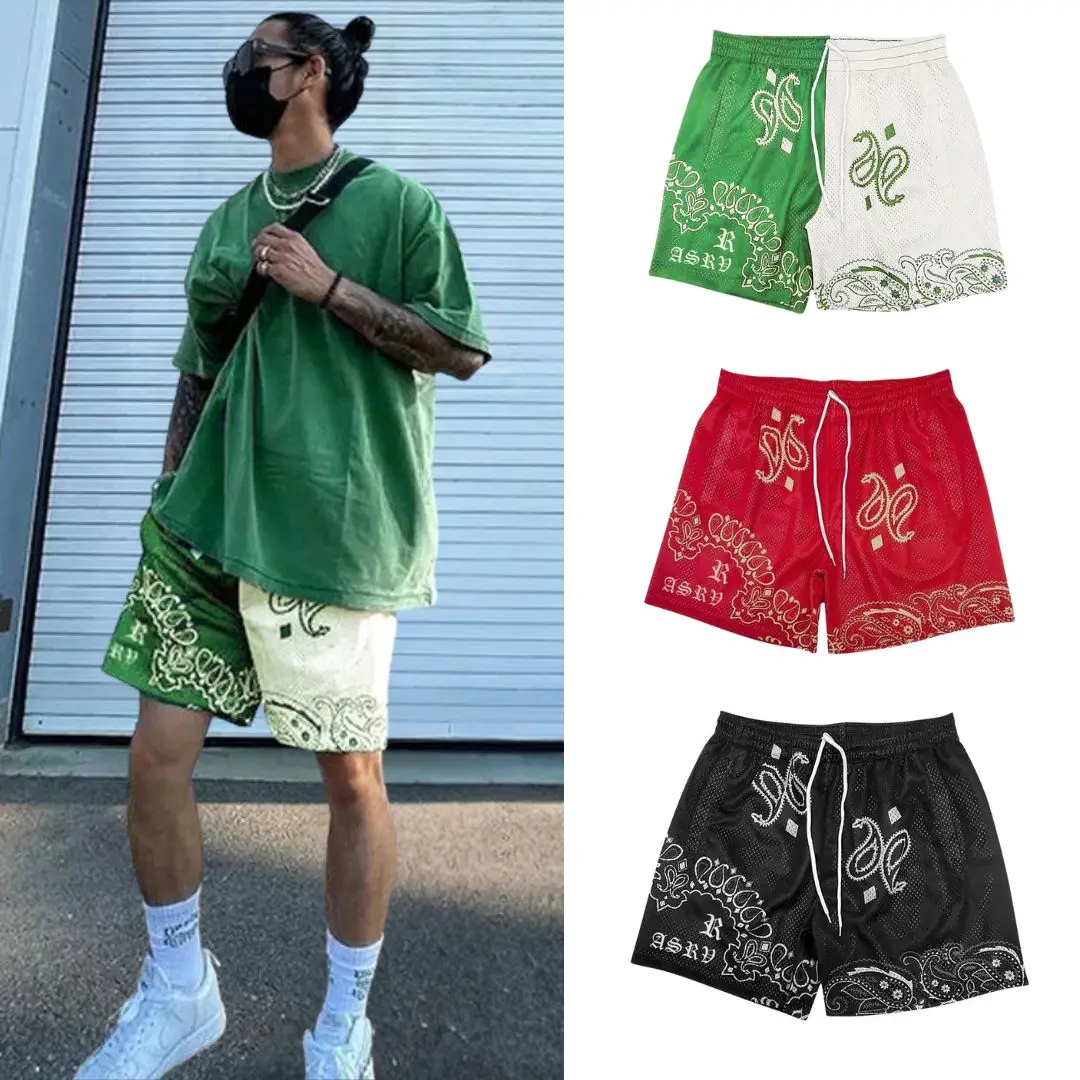 SummerTrendy Cashew flowers Sports Graffiti Art style Short Classic Printed Gym Shorts Men\'s Gym Basketball Sports Beach Shorts