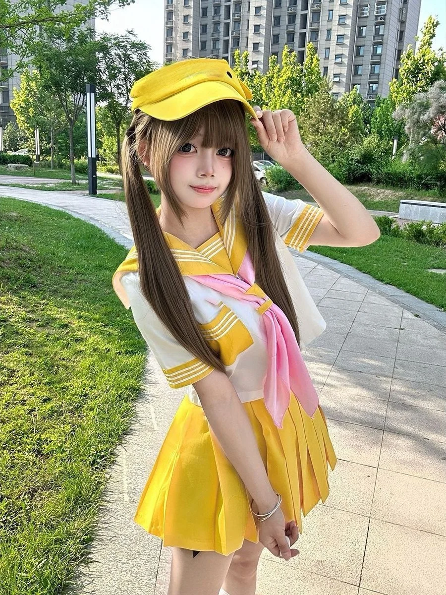 Japanese Style Basic Yellow Sailor Suit Short Sleeve JK Uniform School Uniform Soft Girl Set Shirt Women's Fashion Set