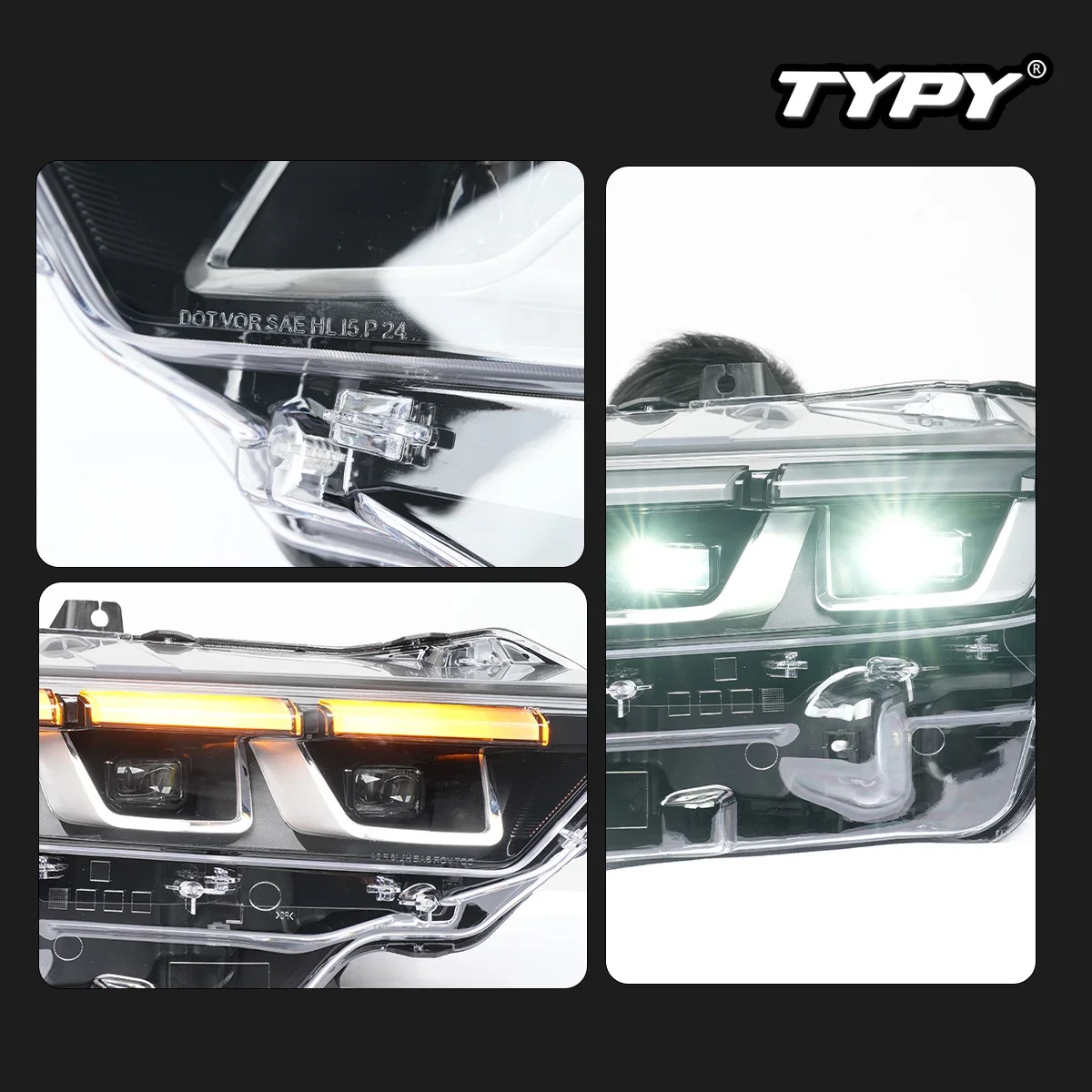 

TYPY автомобильная фара для Ford Mustang 2024-2025, обновленная, модифицированная для нового DRL, динамический указатель поворота, светодиодная фара, автоаксессуары