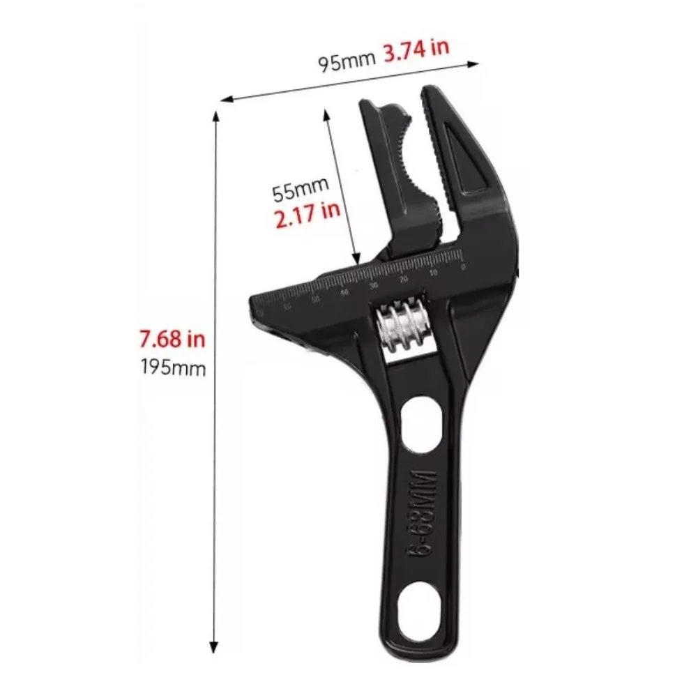 Multi-Functional Adjustable Hand Wrench 6-68mm Opening for Plumbing Use with Ergonomic Grip and Aluminum Alloy Material