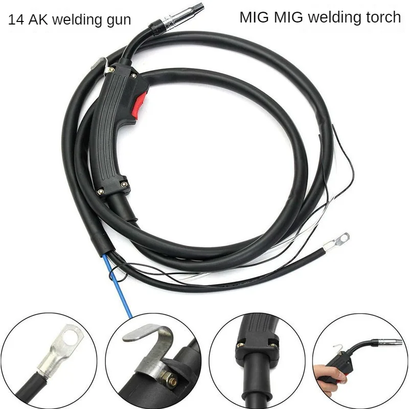 

Электрический комплект сварочной горелки 14AK MIG | 10-футовый двухрежимный сварочный аппарат с газовой/флюсопорошковой обмоткой, сменными частями и головкой горелки
