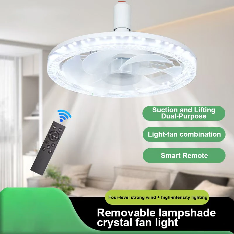 

Rotatable 3in1 Ceiling Fan with Remote Control Lighting Lamp E27 Converter Base Lighting Base Bedroom Living Room Miflame