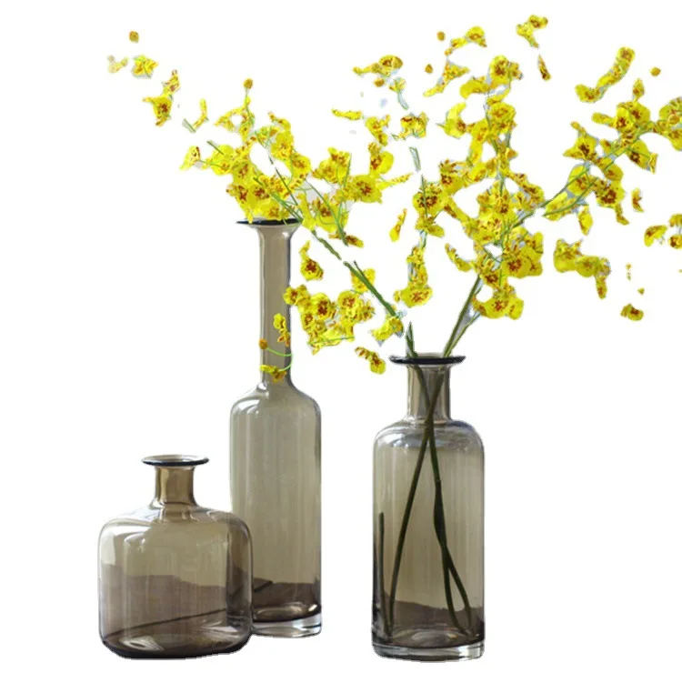 

Glass vase brown glass vase craft ornament home decoration glass colored floral art