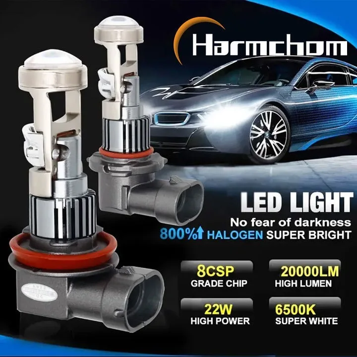 

H8 H9 H11 HIR2 LED Headlight Bulbs 6000K White 12V 25W with Lens