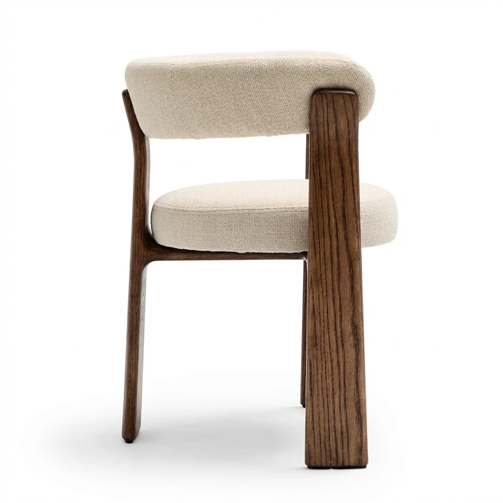 Italian Minimalist High-end Dining Chair Home Use Arc-shaped Solid Wood Armchair Wabi-sabi Style Light Luxury Soft Cushioned