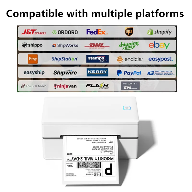حزم التجارة الإلكترونية طابعة ملصقات بدون حبر 4x6 طابعة ملصقات الشحن الحراري بلوتوث متوافقة مع نظام التشغيل Android iOS Windows Mac OS