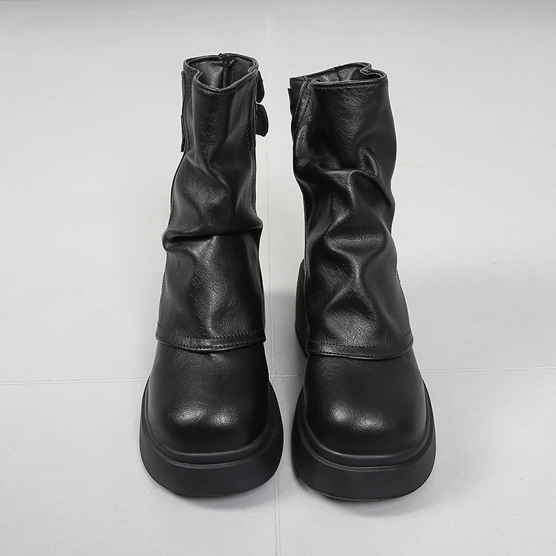 Women's Single Boot 2026 New Style Thick-soled Boot with Padded Boot Shaft and Stacked Top