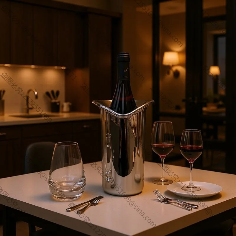 For Stainless Steel Red Wine Barrel Ice Bucket Model Room Nordic Design Champagne Barrel Single Ice Cube Storage Bucket