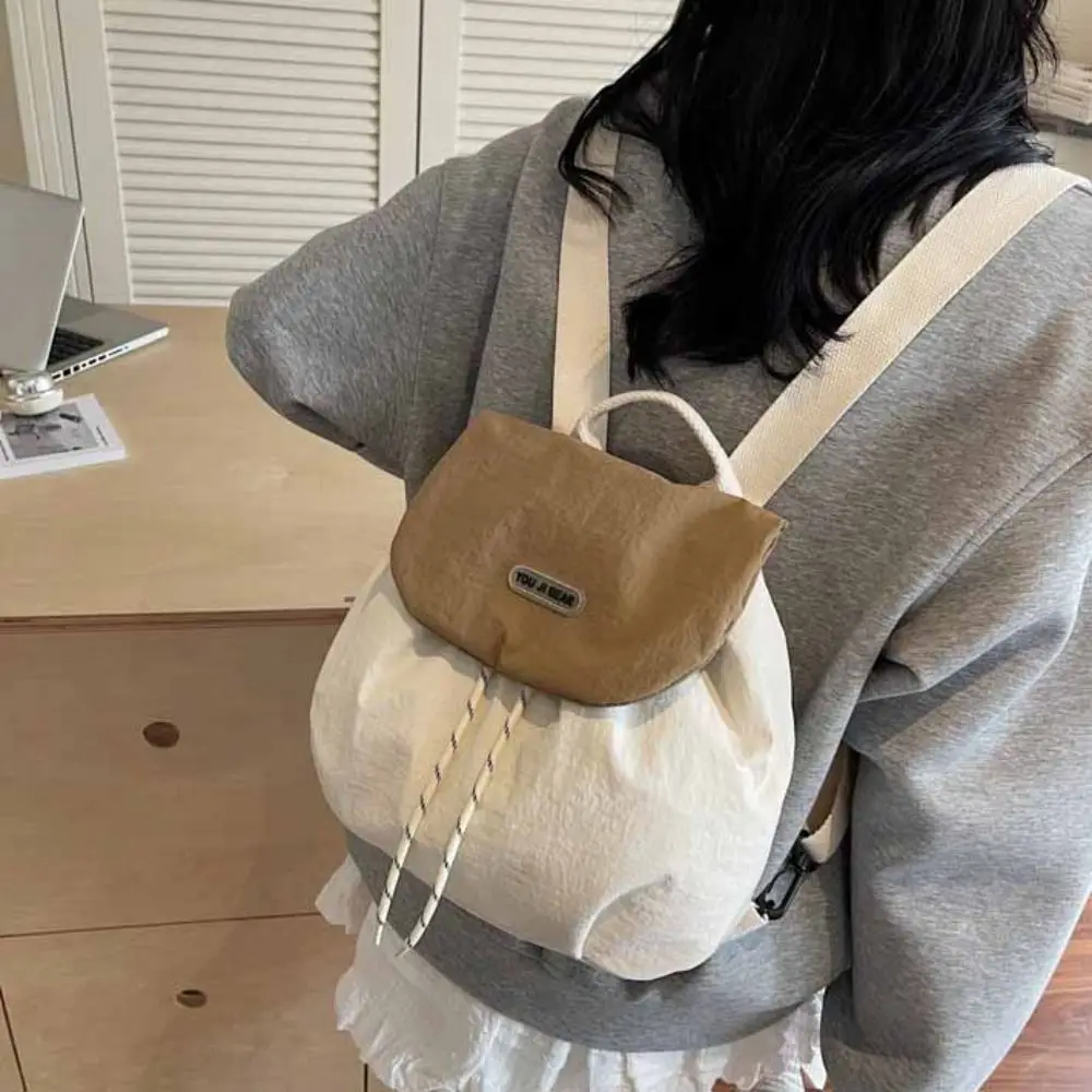 Gift Solid Color Drawstring Backpack Nylon Large Capacity Students School Bag Travel Bag Storage Bag Shoulder Bag Rucksacks