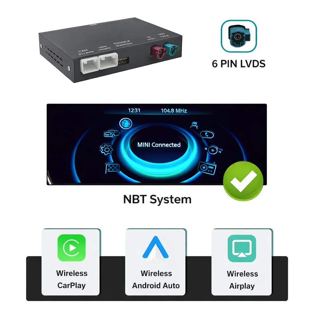 Draadloze CarPlay Android Auto Decoder voor BMW Mini R55 R56 R58 R60 R61 F54 F55 F56 Clubman Cooper John Automodule - afbeelding 1