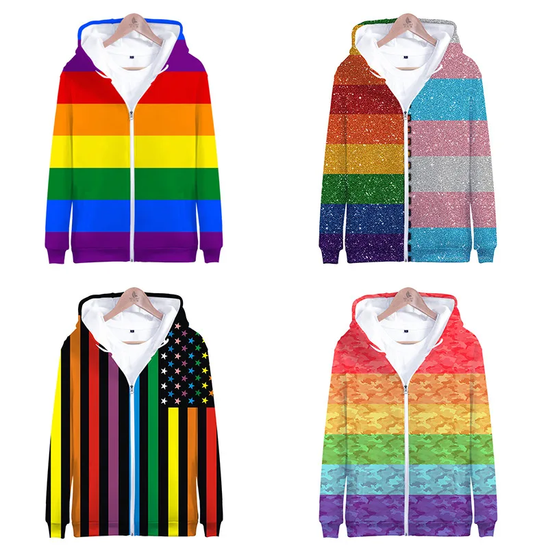 

2026 LGBT Fashion 3D Print Hoodies Men Women Rainbow Flag Lesbians Gays Zipper Hoodie Casual Long Sleeve Jacket Coat Clothes