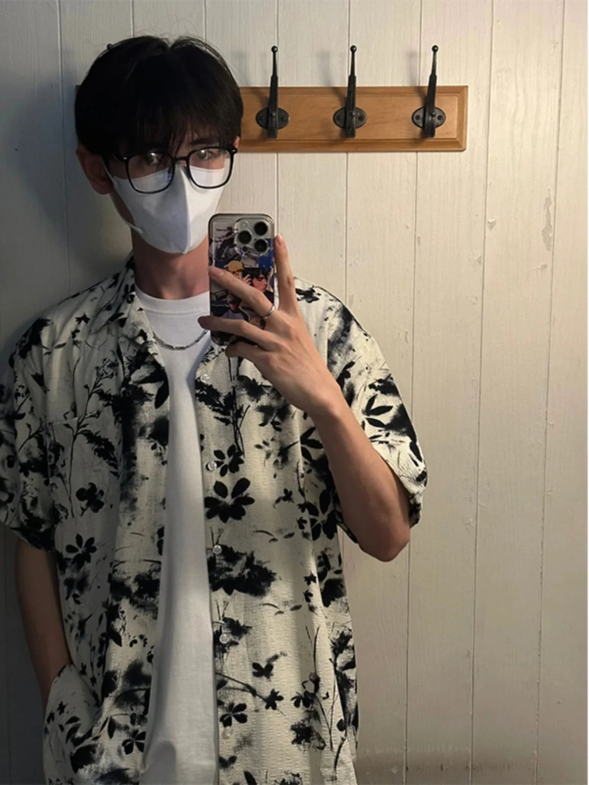 

Hawaiian irt Men's Summer Vintage Cuban Collar Jaet Cool Feeling Loose Fit Polyester Fiber ort Sve Trendy Brand