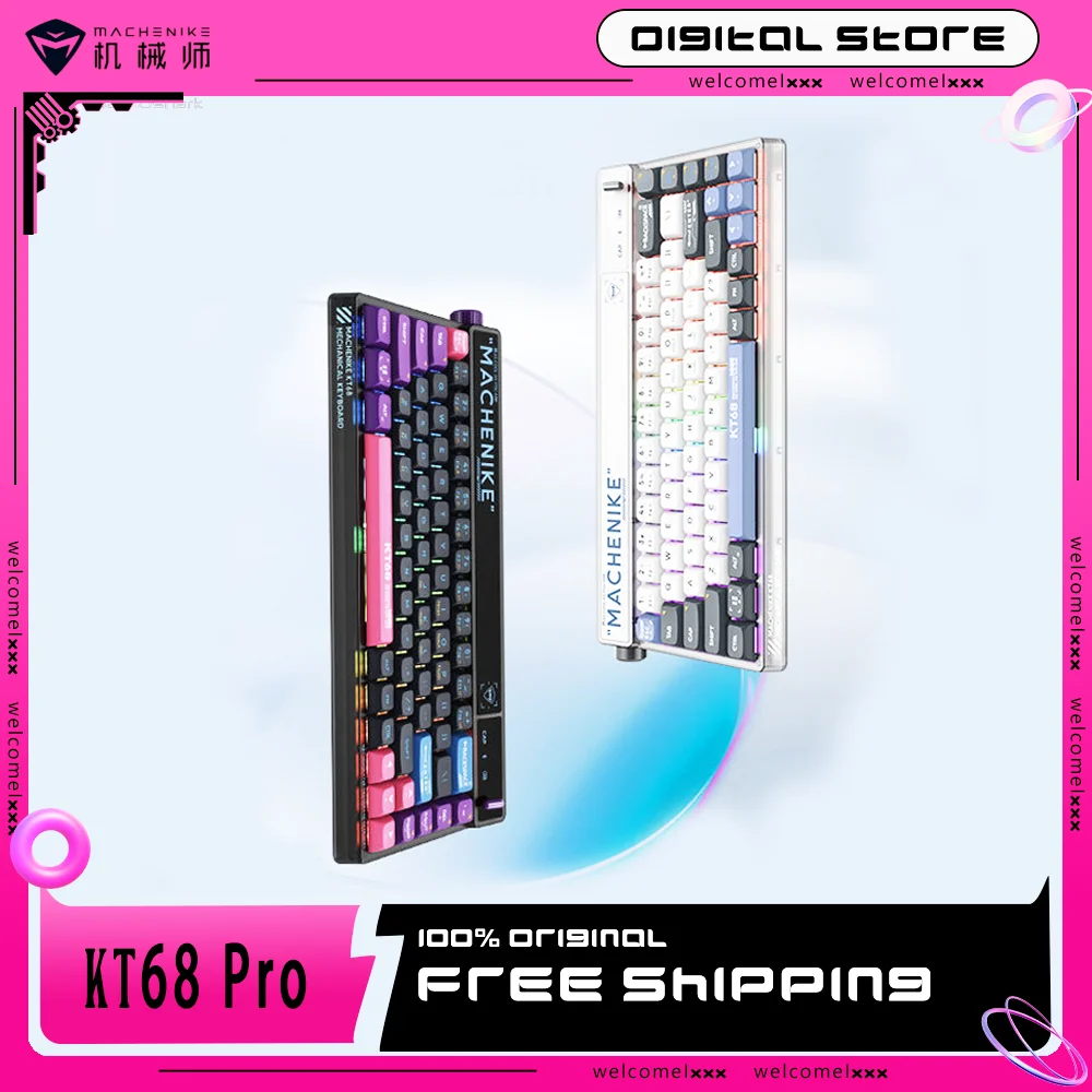 

Kt68 Pro Wireless Mechanical Keyboard With Screen 3-Mode 2.4g Bluetooth Keyboard Ttc Kailh Switch Hot-Swap Rgb Gaming Keyboards