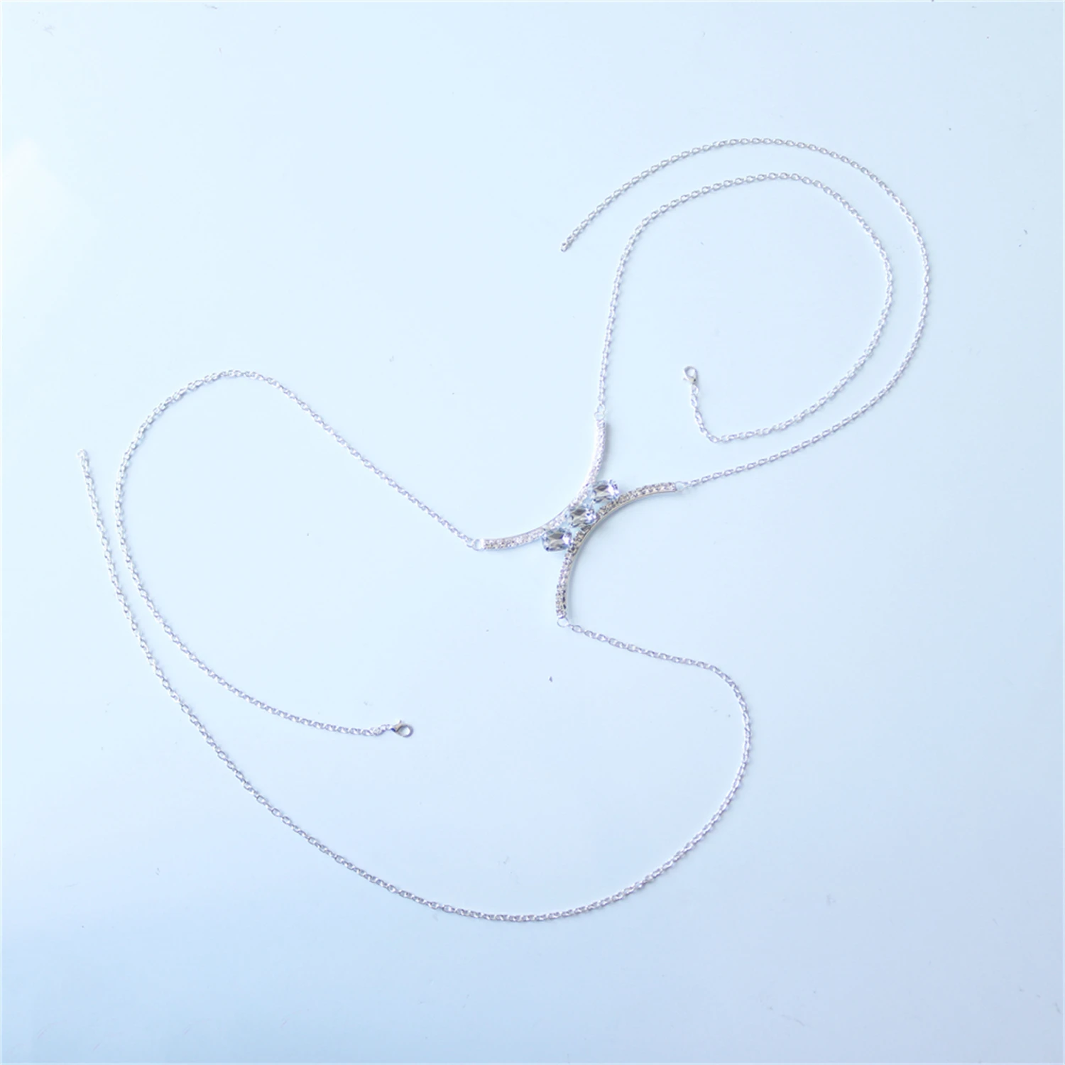 Fashion Square Chest Support Bra Rhinestone Chest Chain Bikini Festival Dress Simple Body Jewelry Women's Gift