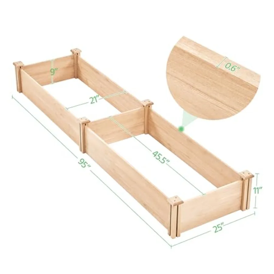 Raised Garden Bed Wooden Planter Box for Vegetables/Flowers, Cedar Wood, Natural Brown, Rot-Resistant Pre-Assembled