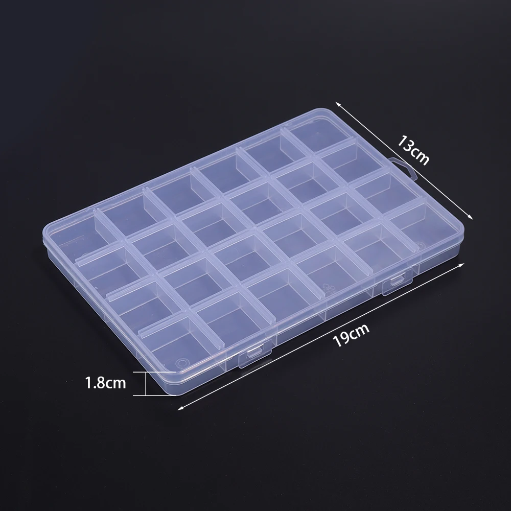 1 STÜCK 24 Grids Kunststoff Schmuckschatulle Transparent Organizer Aufbewahrungsbehälter Für Perlen Ohrringe Ringe Einstellbare Schmuck Aufbewahrungsbox