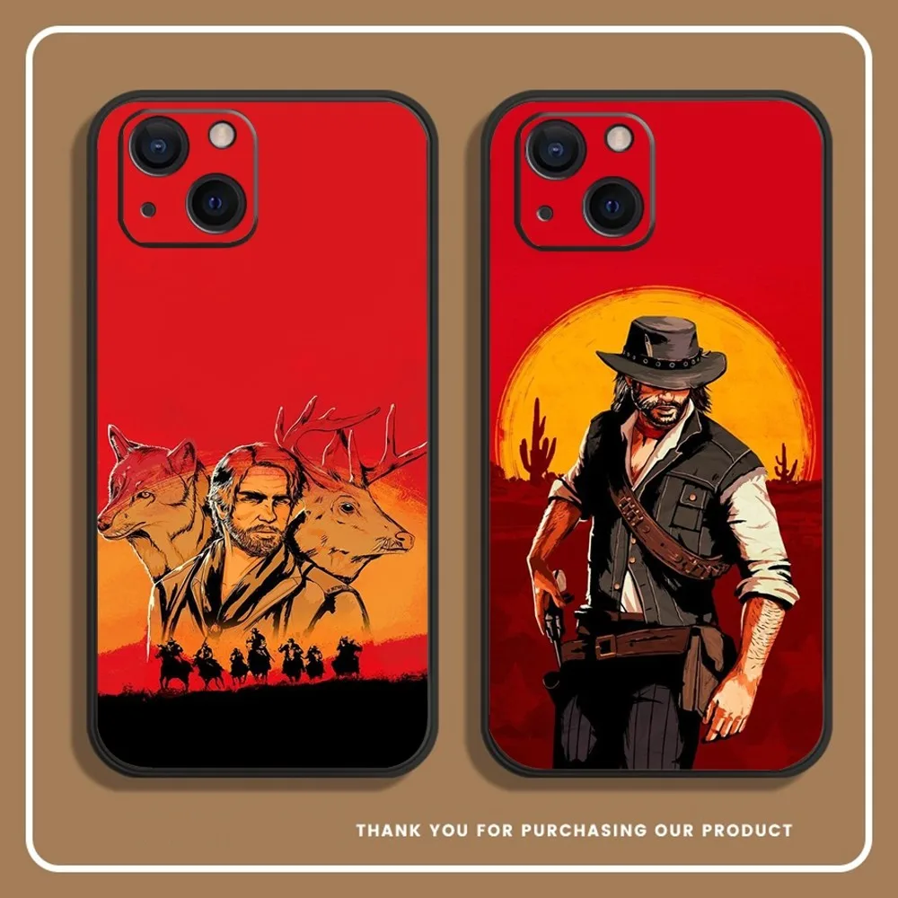 Red D-Dead R-Redemption 2 Phone Case For iPhone 14,13,12 Mini 11 Pro XR,X,XS,MAX 6S,7,8 Plus Silicone Cover Soft black