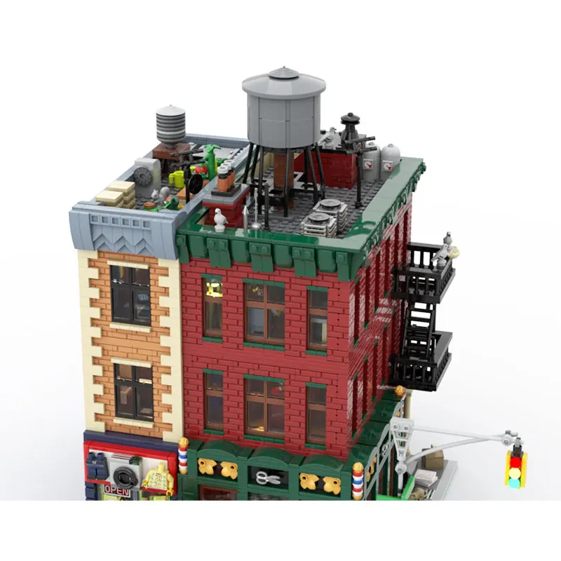 MOC Building Block MOC Street View Corner Barber Shop Model Brick Toys Particle Creative Education Juguetes Xmas Gift 4975PCS