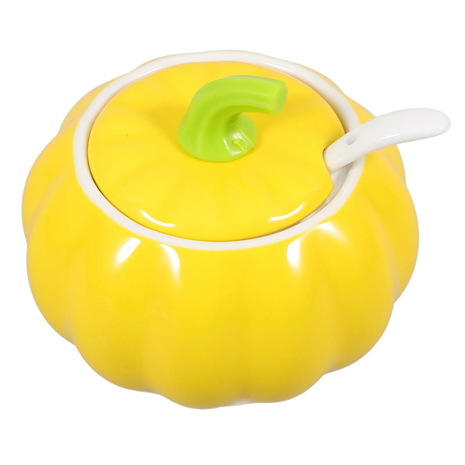1Set Pumpkin Shaped Ceramic Seasoning Jar Kitchen Condiment Container Spice Storage Canister Salt Pepper Sugar Holder