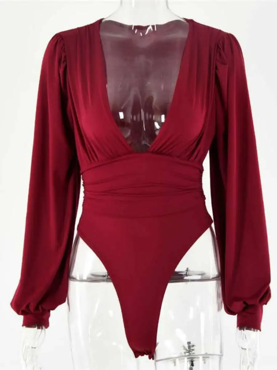 

Модный облегающий женский комбинезон, однотонный плиссированный топ, сексуальные модные брюки с высокой талией, ультратонкий осенний сезон