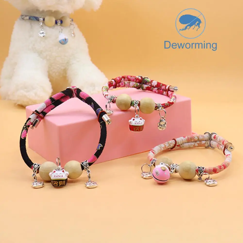 Pet Collar Japanese Style Anti-Flea Flexible Cartoon Pet Kitten Dogs Collar With Bell  Insect Repellent Collars Pet Accessories