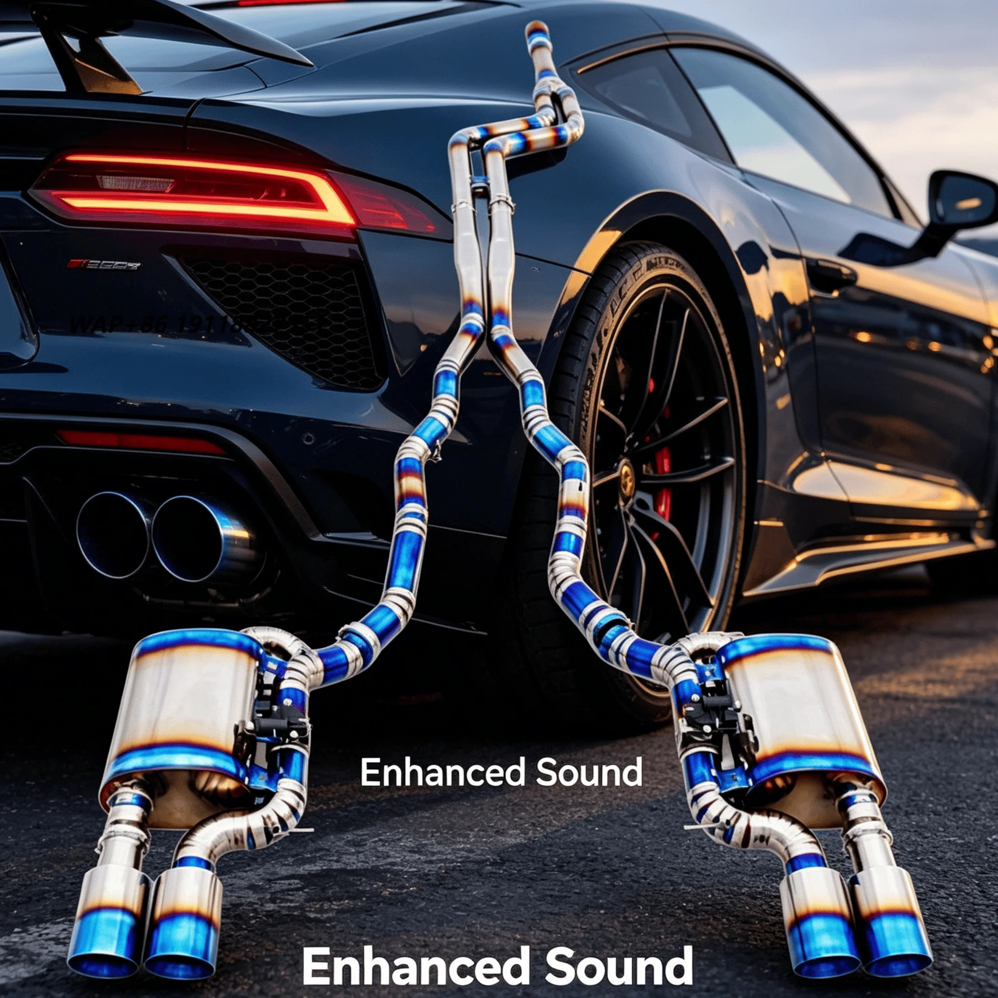 

Starcar High Performance 304 Stainless Steel Valved Catback Exhaust System Pipe Muffler Kit Blue Burnt Finish for 6