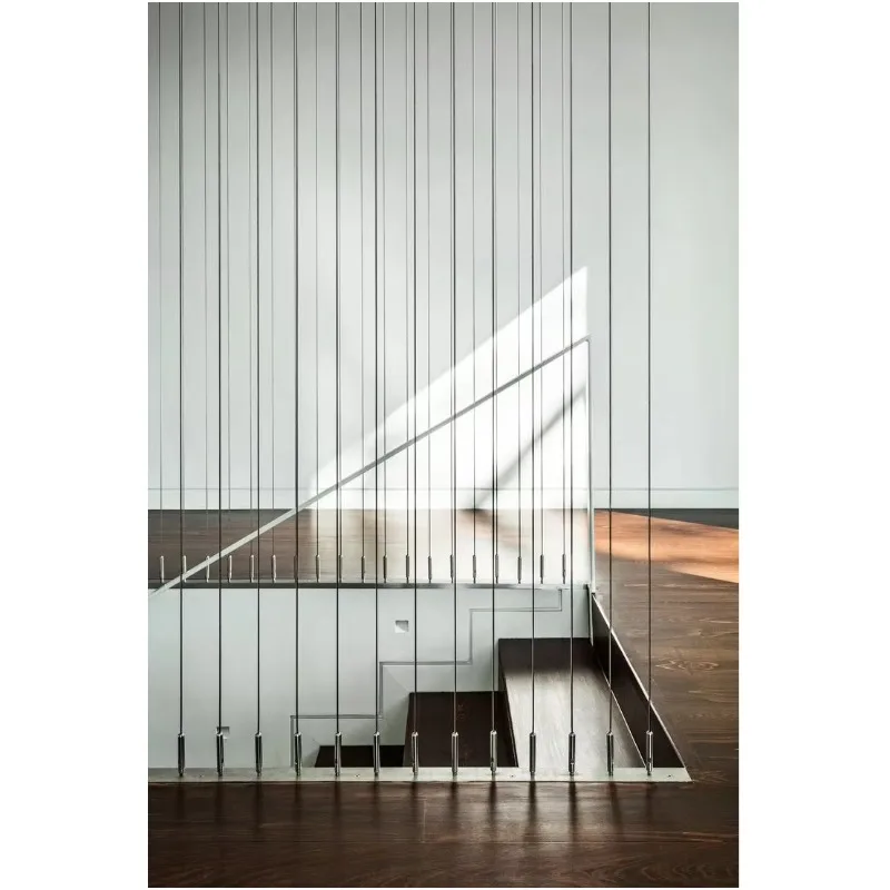 Indoor 40X40 50X50Mm Stairs Wire Rope Railing Handrails Stainless Steel Stairs Vertical Cable Railing
