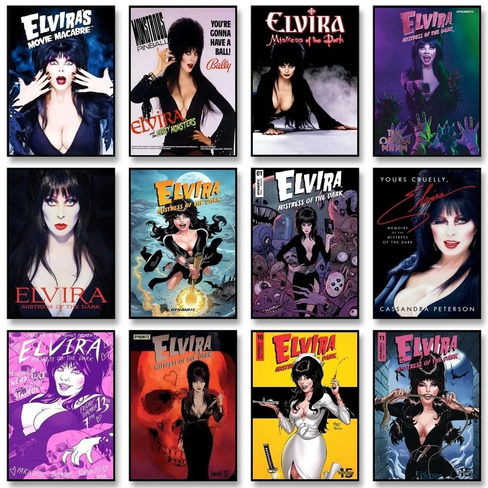 Film Wall Art E-Elvira M-Mistress D-Dark Canvas Painting Poster Home Living Room Bedroom Bar Cafe Art Decor