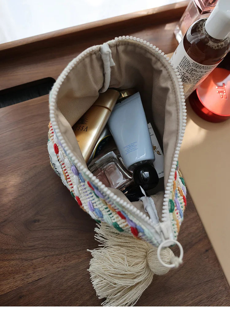 Rainbow Jelly Bean Style Makeup Bag Letter Printed Decorated Fashionable Cosmetic Storage Bag