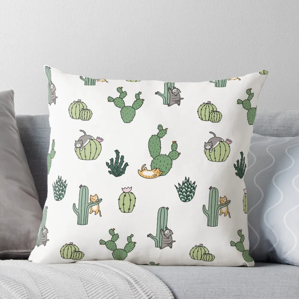 

Cacti Cats Throw Pillow Custom Cushion Decorative Cover For Living Room