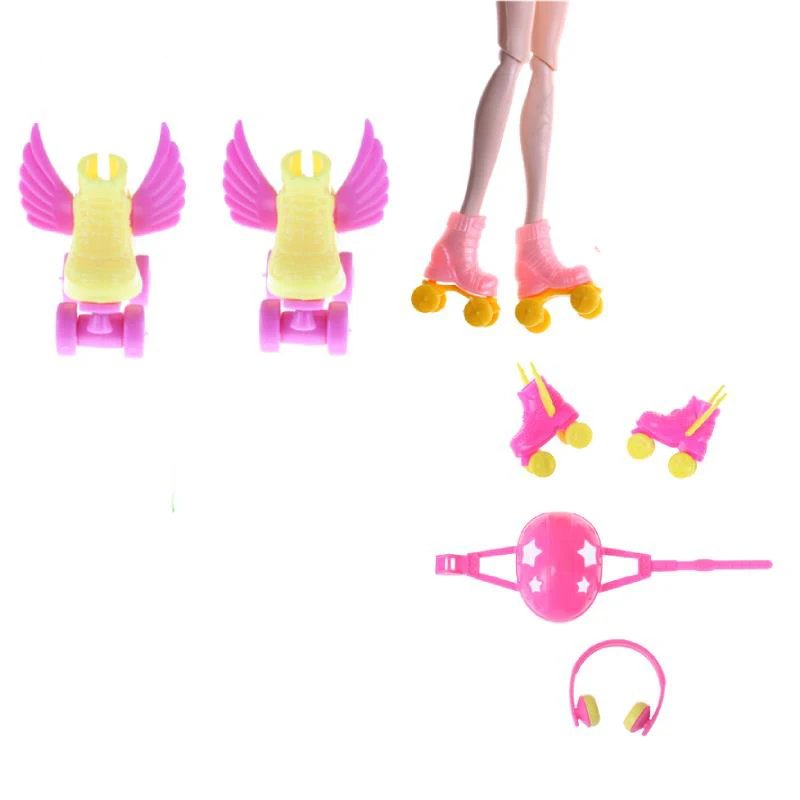 1Pairs For Kid Doll Roller Skates Decorative Toy Gift Kids Girls Toy Roller Play For Barbie Dolls Doll Accessories