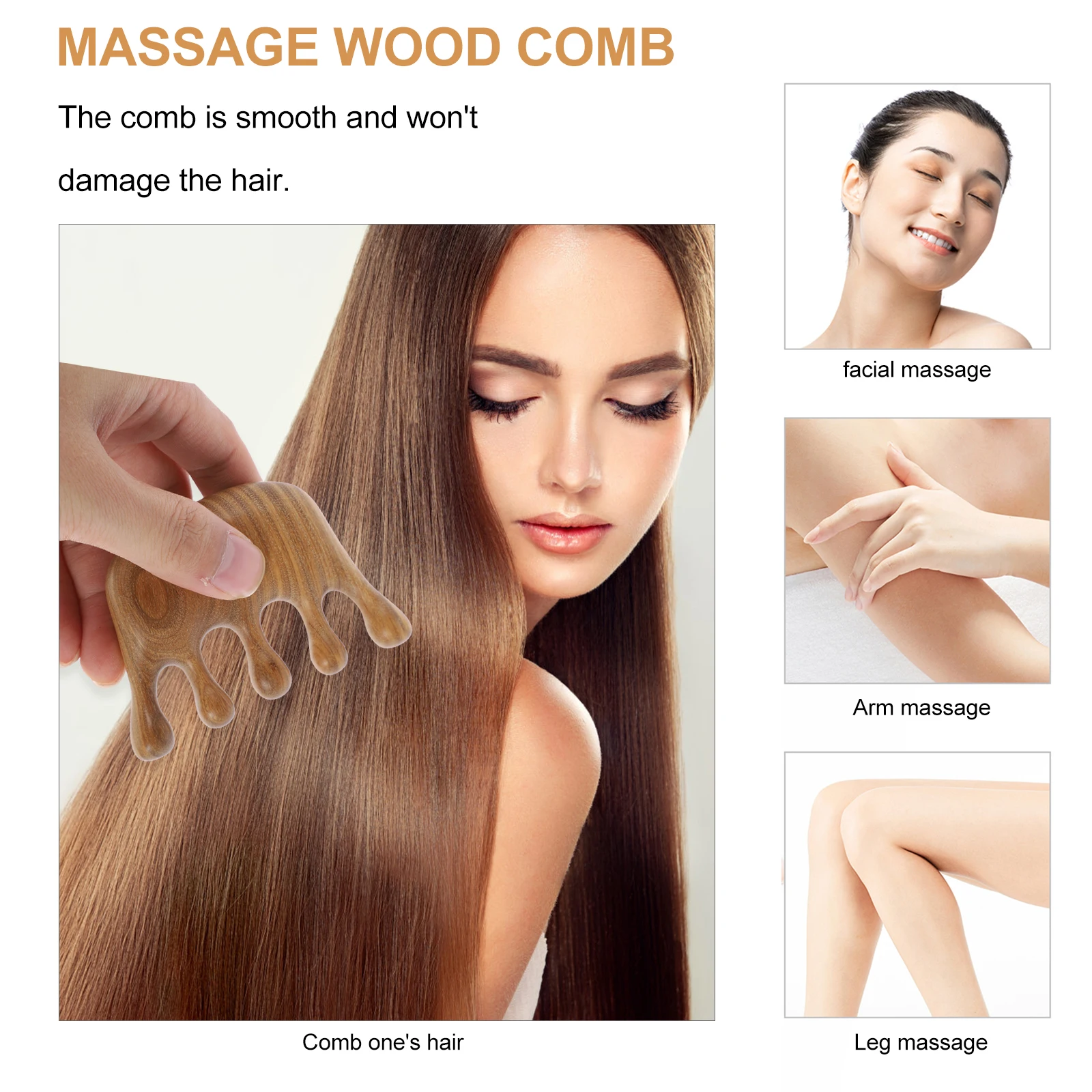 

Anti-static Hair Comb Green Sandalwood Scalp Massage Tool Weave Multi-use Combs for