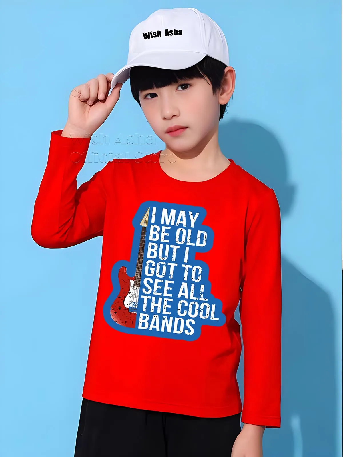 Wish Asha Children's T-Shirt Fashion Cotton Boy T Shirt Girl Cartoon I May Be Old But I Got To See All The Cool Bands Print Top