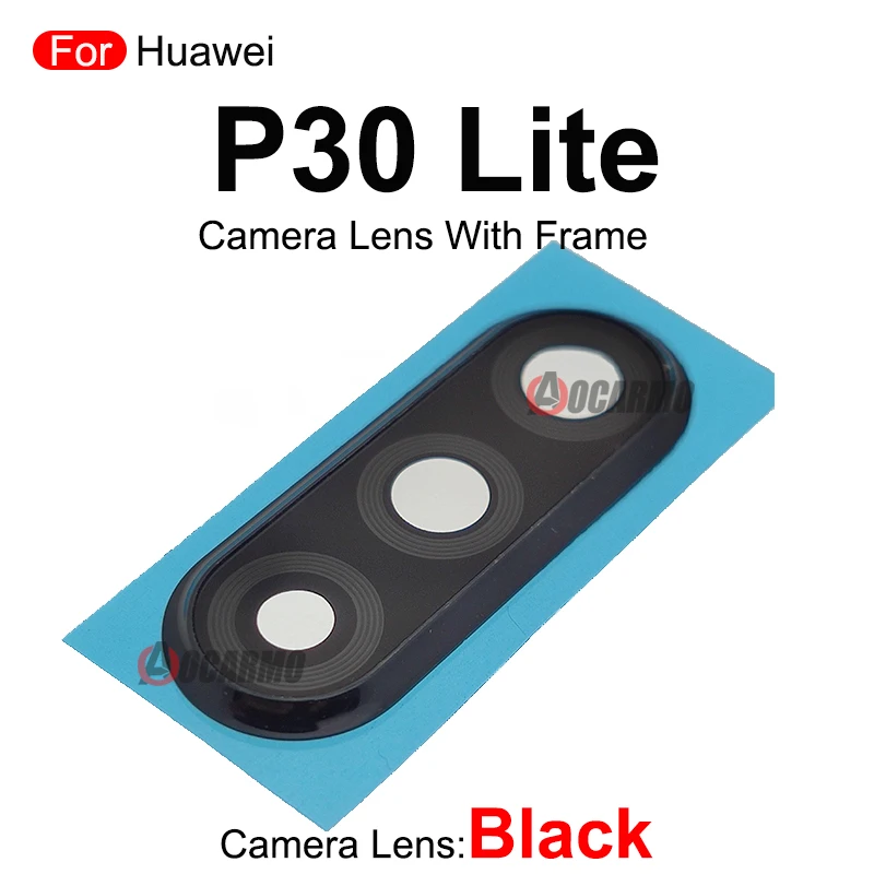 1Pcs White Blue Black Back Camera Lens With Frame With Adhesive Repair For Huawei P30 Lite Pro P30Lite P30Pro Replacement Parts