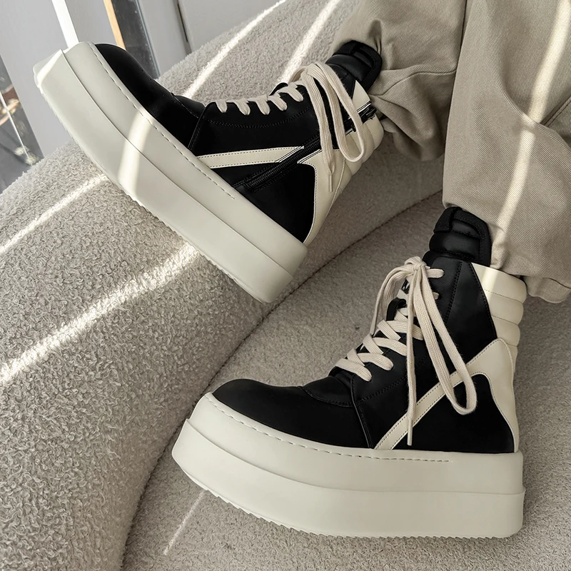 أحذية عالية الجودة بنعل مكتنز للجنسين - أحذية شتوية للزوجين باللونين الأبيض والأسود