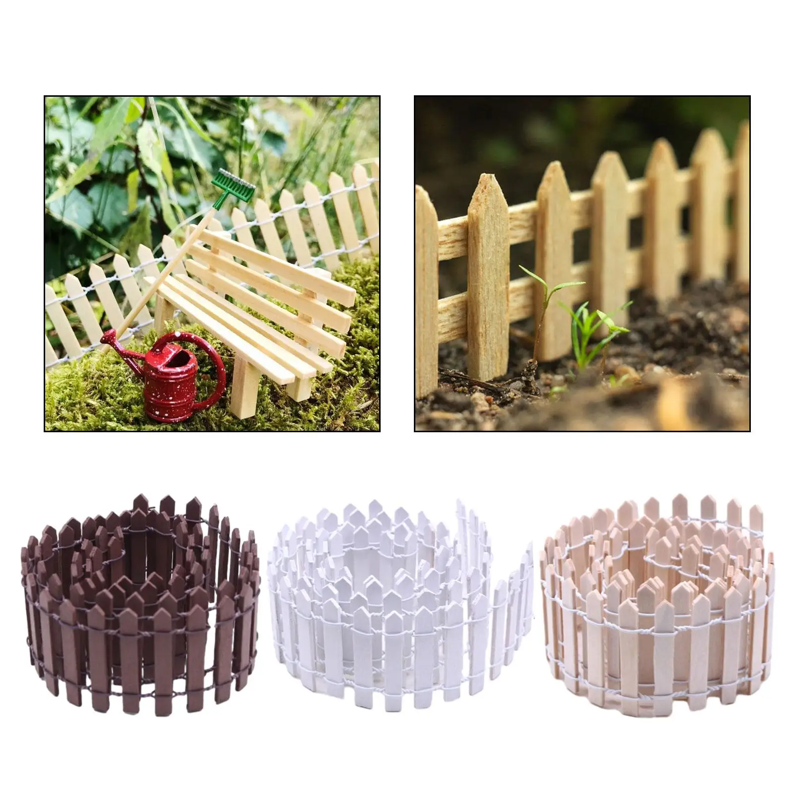 Miniature Fairy Garden Fence Micro Landscape Outdoor Wood Picket Fence for DIY