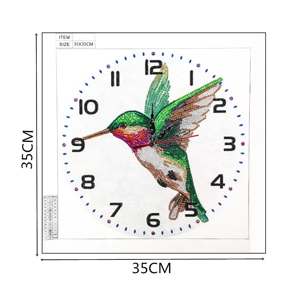 1 DIY Floral/Animal Pattern Diamond Painting Clock, Frameless Canvas Material and Sports Wall Decoration Diamond Art Clock - view 2
