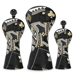 Black King Premium Leather Golf Head Cover Elegant Embroidery GolfClub Driver Head Covers Fariway Wood Covers Hybrid High Qualty