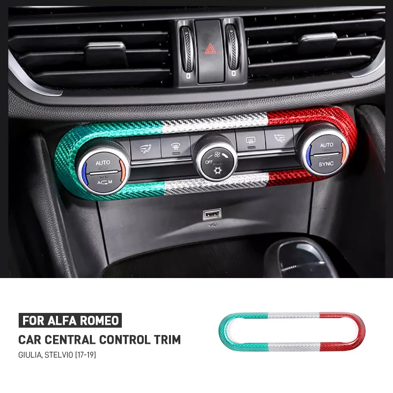 

Для Alfa Romeo Stelvio Giulia 2017-2019 углеродное волокно, ручка центрального управления кондиционером, панель, рамка, накладка, аксессуары