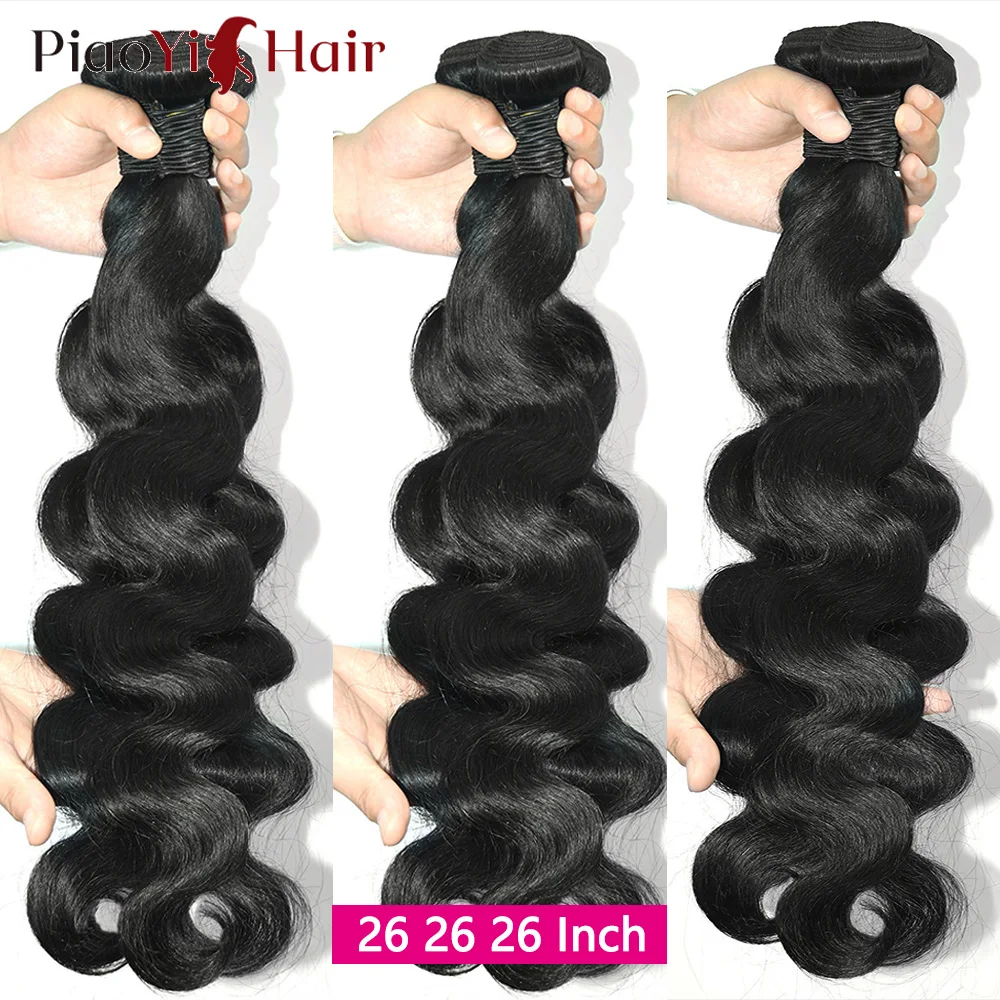 24 26 28 Polegada pacotes de onda do corpo cabelo humano 12a tecer cabelo brasileiro extensões de cabelo humano 100% cabelo humano para mulher qualidade superior