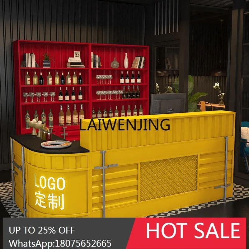 industrial wind container bar corner restaurant reception desk can be customized
