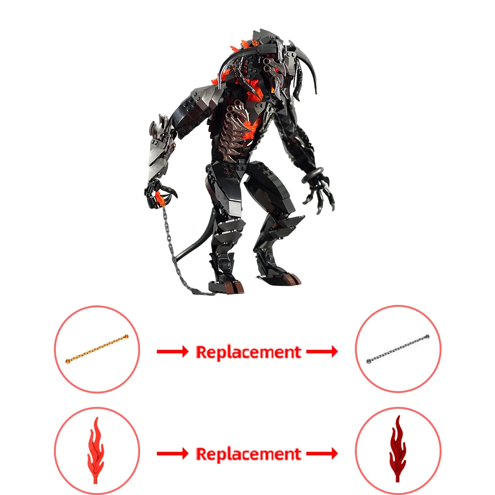 Gobricks MOC Balrog de Moria briques anneaux film figurines monstre horreur démon flamme modèle blocs de construction enfants jouets cadeau