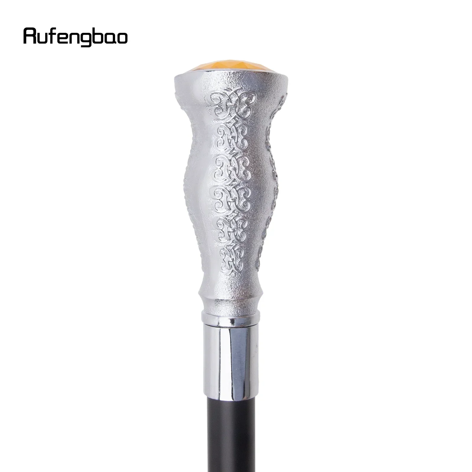 ไม้เท้าแฟชั่นสีเหลืองประดับเพชรเทียมสีขาว สไตล์สตีมพังก์และสุภาพบุรุษทุกวัน ไม้เท้าคอสเพลย์สุดหรู ความยาว 93 ซม.