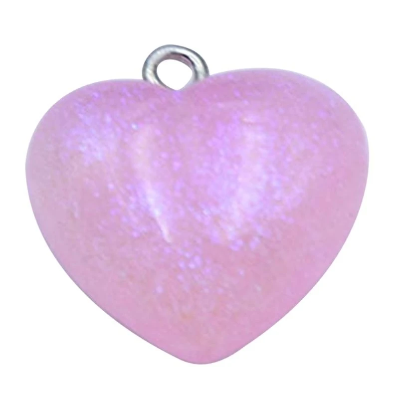 N5KE Glittering Heart Charm Heart Beads Sparkling Heart Accessories Resin Material Heart Charm Heart Pendant for DIY Jewelry