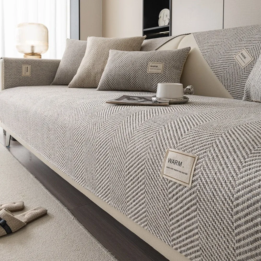 ‌Imitation Cotton Linen Sofa Cushion Non Slip Scratch Proof Sofa Seat Pads Pillowcase Washable Pet-Friendly Sofa Cover